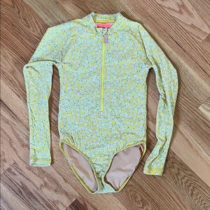 Yellow Floral Kids Swimwear